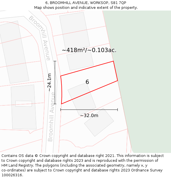 6, BROOMHILL AVENUE, WORKSOP, S81 7QP: Plot and title map