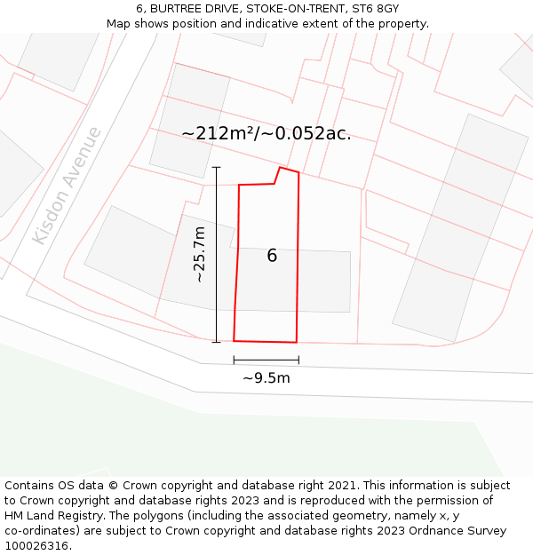 6, BURTREE DRIVE, STOKE-ON-TRENT, ST6 8GY: Plot and title map