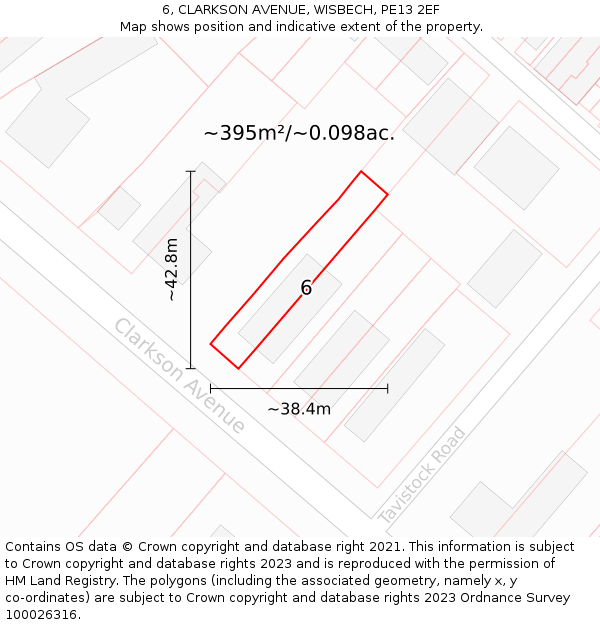 6, CLARKSON AVENUE, WISBECH, PE13 2EF: Plot and title map