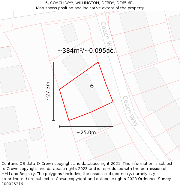 6, COACH WAY, WILLINGTON, DERBY, DE65 6EU: Plot and title map