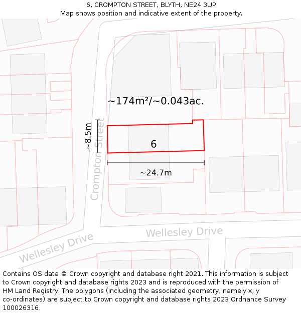 6, CROMPTON STREET, BLYTH, NE24 3UP: Plot and title map