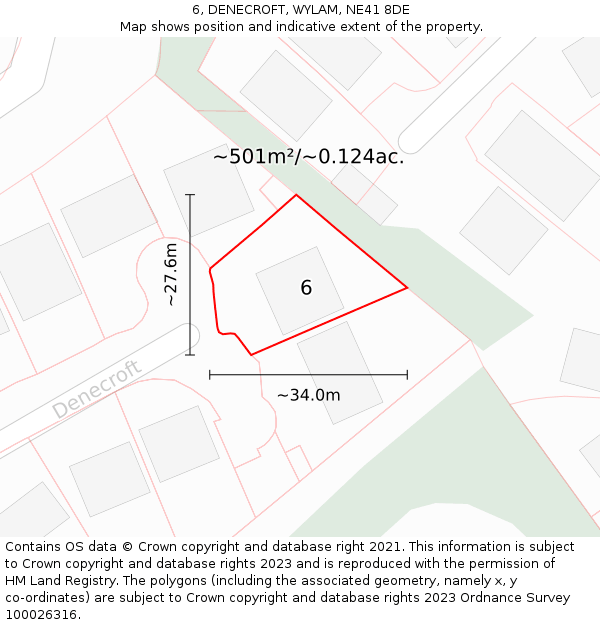 6, DENECROFT, WYLAM, NE41 8DE: Plot and title map