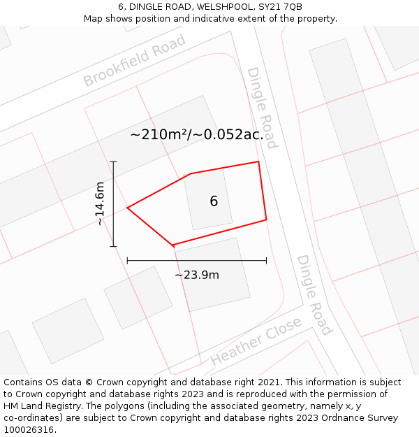 6, DINGLE ROAD, WELSHPOOL, SY21 7QB: Plot and title map