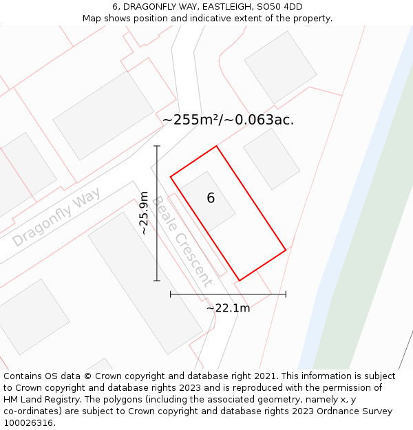 6, DRAGONFLY WAY, EASTLEIGH, SO50 4DD: Plot and title map