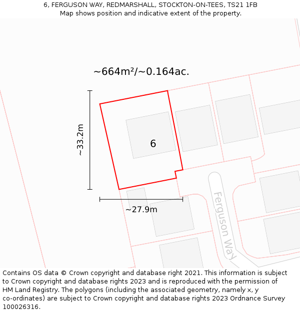 6, FERGUSON WAY, REDMARSHALL, STOCKTON-ON-TEES, TS21 1FB: Plot and title map