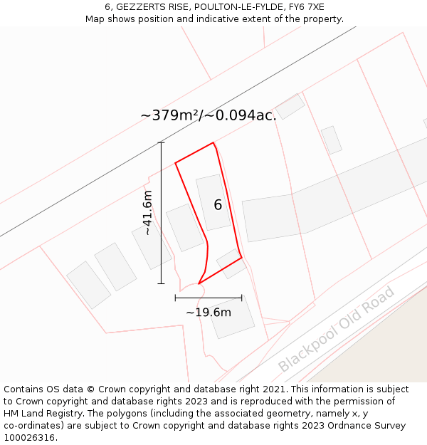 6, GEZZERTS RISE, POULTON-LE-FYLDE, FY6 7XE: Plot and title map