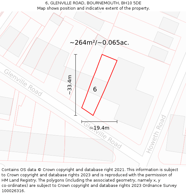 6, GLENVILLE ROAD, BOURNEMOUTH, BH10 5DE: Plot and title map