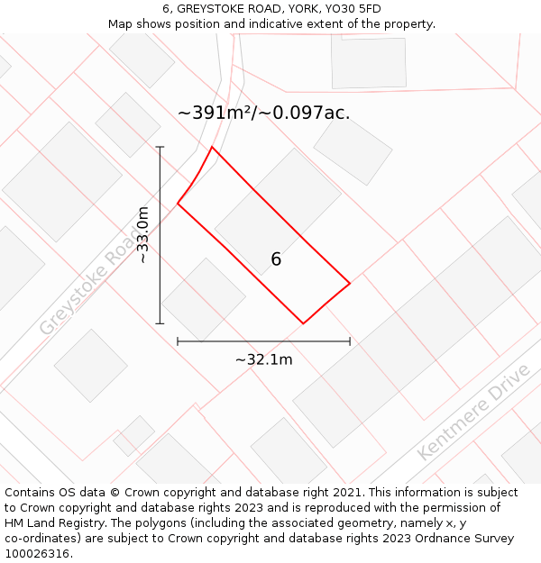 6, GREYSTOKE ROAD, YORK, YO30 5FD: Plot and title map