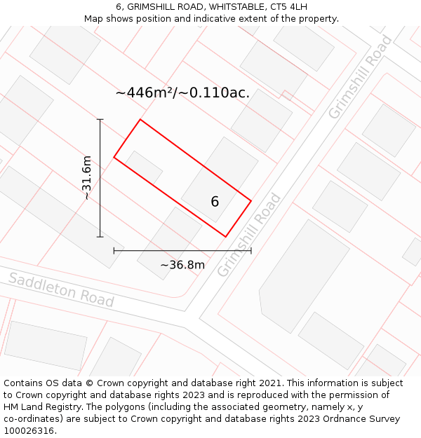 6, GRIMSHILL ROAD, WHITSTABLE, CT5 4LH: Plot and title map