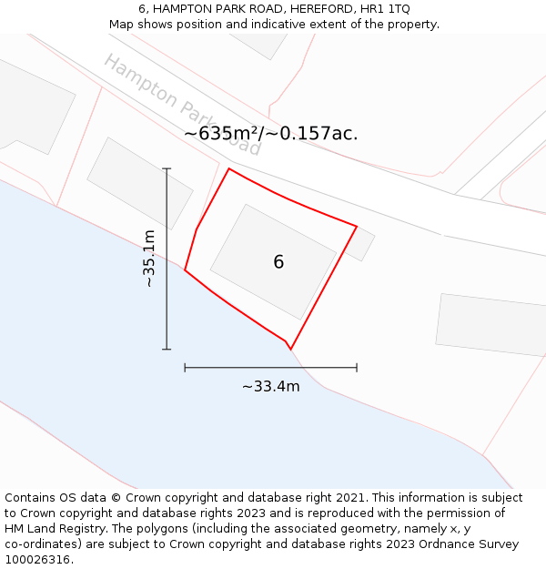 6, HAMPTON PARK ROAD, HEREFORD, HR1 1TQ: Plot and title map