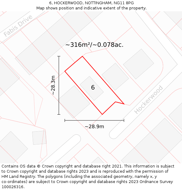 6, HOCKERWOOD, NOTTINGHAM, NG11 8PG: Plot and title map