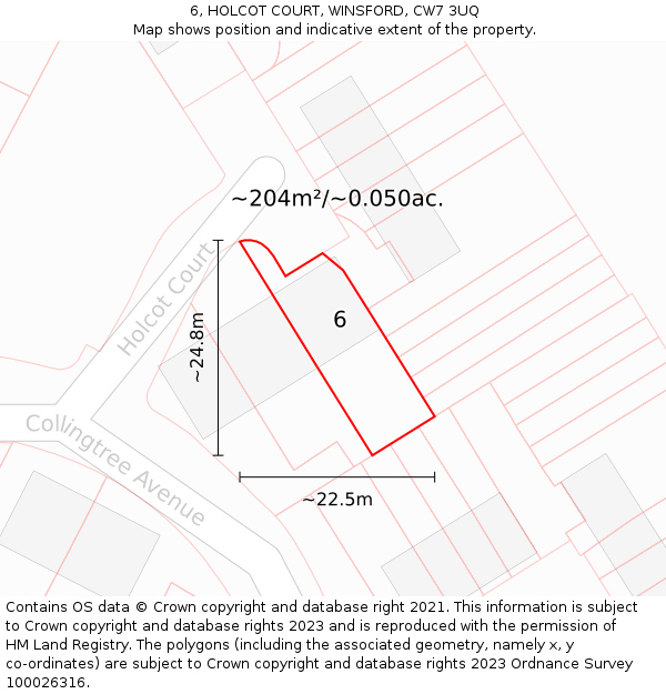 6, HOLCOT COURT, WINSFORD, CW7 3UQ: Plot and title map