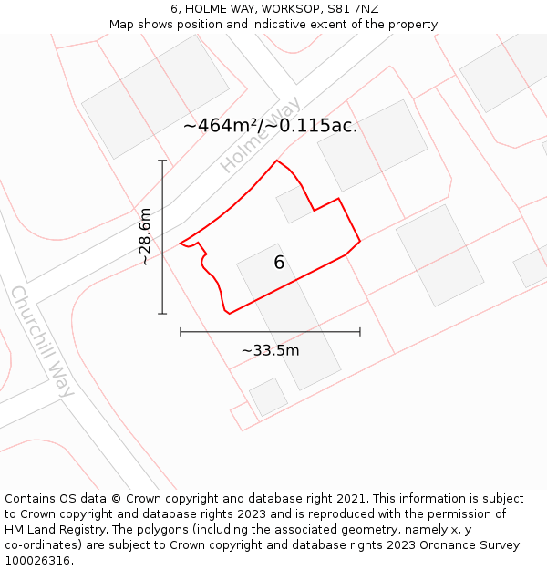 6, HOLME WAY, WORKSOP, S81 7NZ: Plot and title map