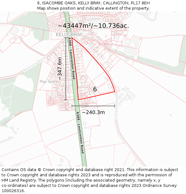 6, ISACOMBE OAKS, KELLY BRAY, CALLINGTON, PL17 8EH: Plot and title map