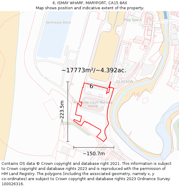 6, ISMAY WHARF, MARYPORT, CA15 8AX: Plot and title map