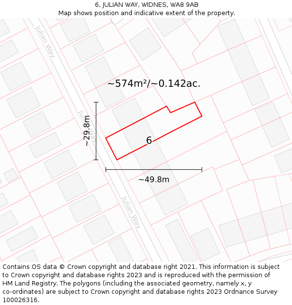 6, JULIAN WAY, WIDNES, WA8 9AB: Plot and title map