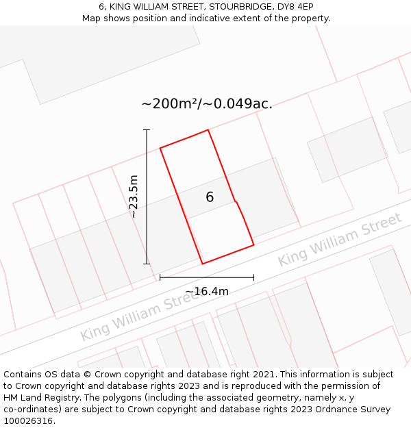 6, KING WILLIAM STREET, STOURBRIDGE, DY8 4EP: Plot and title map
