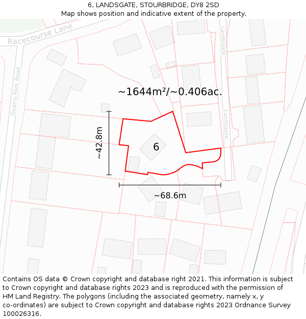 6, LANDSGATE, STOURBRIDGE, DY8 2SD: Plot and title map