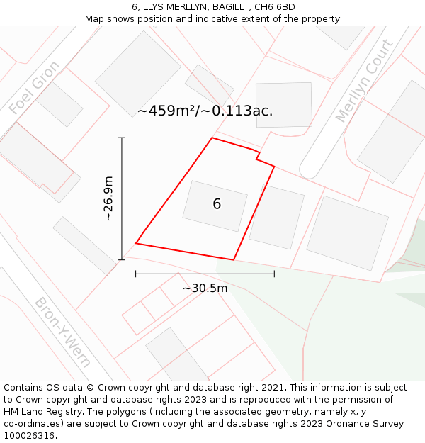 6, LLYS MERLLYN, BAGILLT, CH6 6BD: Plot and title map