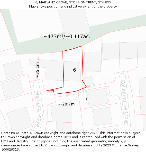 6, MAITLAND GROVE, STOKE-ON-TRENT, ST4 8GX: Plot and title map