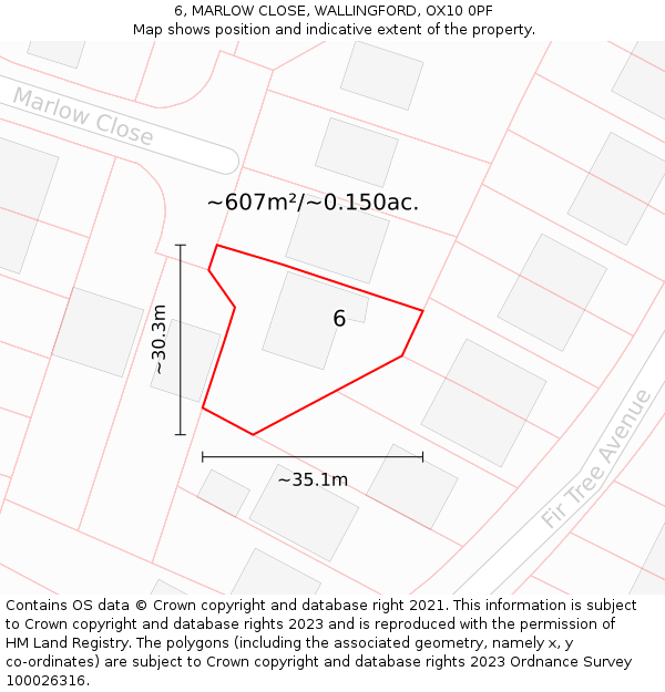 6, MARLOW CLOSE, WALLINGFORD, OX10 0PF: Plot and title map