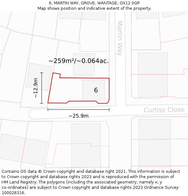 6, MARTIN WAY, GROVE, WANTAGE, OX12 0GP: Plot and title map