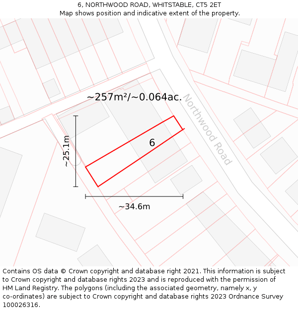 6, NORTHWOOD ROAD, WHITSTABLE, CT5 2ET: Plot and title map