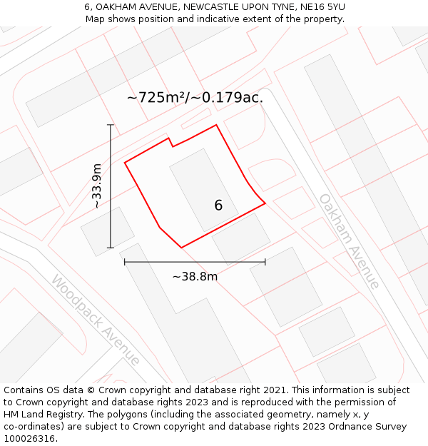 6, OAKHAM AVENUE, NEWCASTLE UPON TYNE, NE16 5YU: Plot and title map