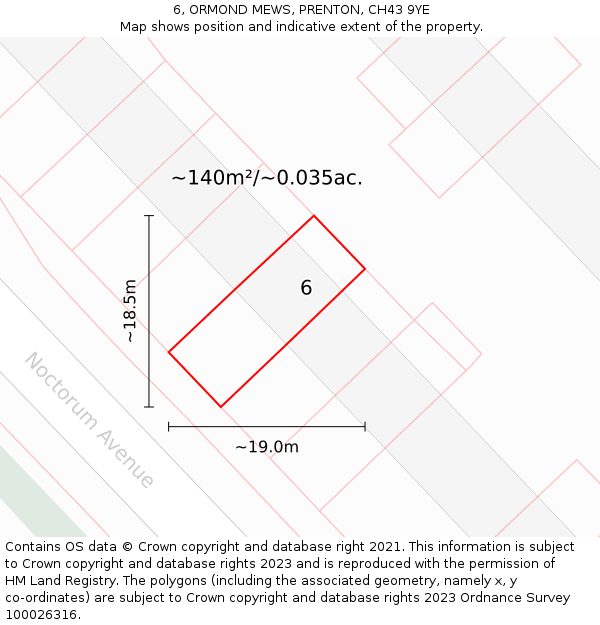 6, ORMOND MEWS, PRENTON, CH43 9YE: Plot and title map