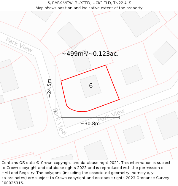 6, PARK VIEW, BUXTED, UCKFIELD, TN22 4LS: Plot and title map