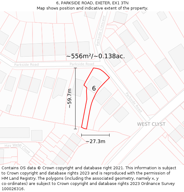 6, PARKSIDE ROAD, EXETER, EX1 3TN: Plot and title map