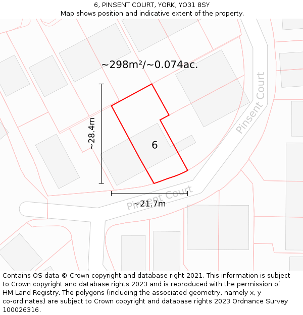 6, PINSENT COURT, YORK, YO31 8SY: Plot and title map