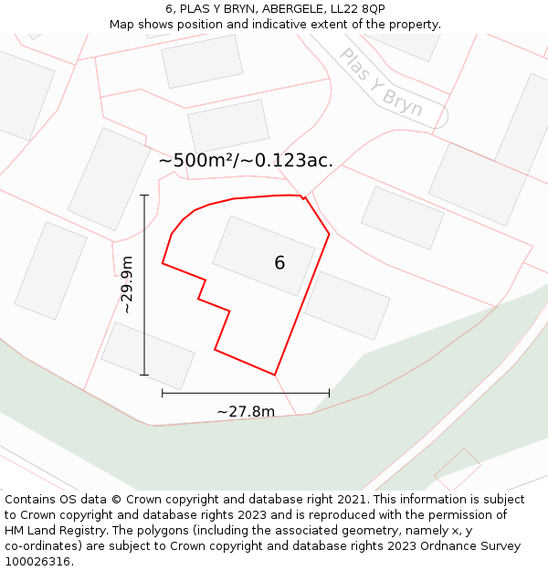 6, PLAS Y BRYN, ABERGELE, LL22 8QP: Plot and title map