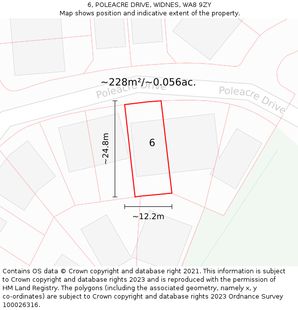 6, POLEACRE DRIVE, WIDNES, WA8 9ZY: Plot and title map