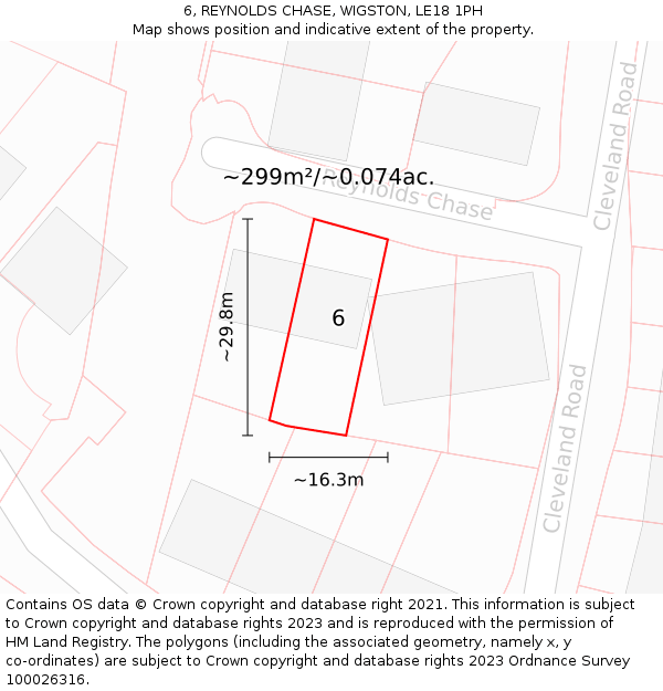 6, REYNOLDS CHASE, WIGSTON, LE18 1PH: Plot and title map