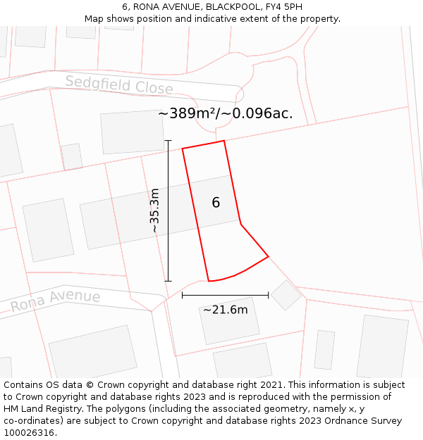 6, RONA AVENUE, BLACKPOOL, FY4 5PH: Plot and title map