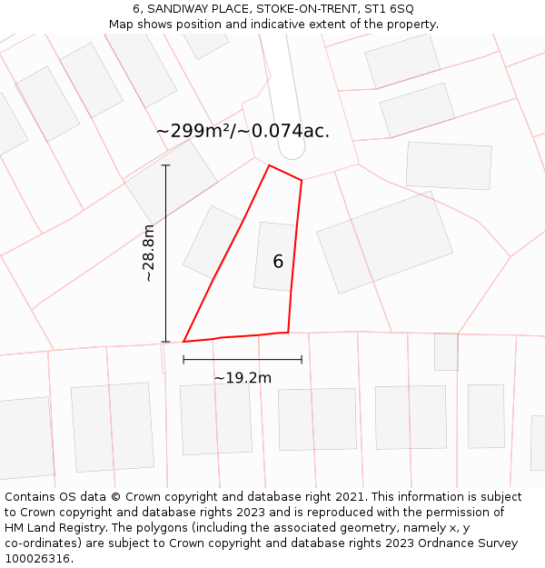 6, SANDIWAY PLACE, STOKE-ON-TRENT, ST1 6SQ: Plot and title map