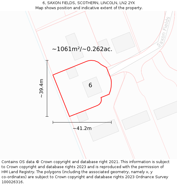 6, SAXON FIELDS, SCOTHERN, LINCOLN, LN2 2YX: Plot and title map