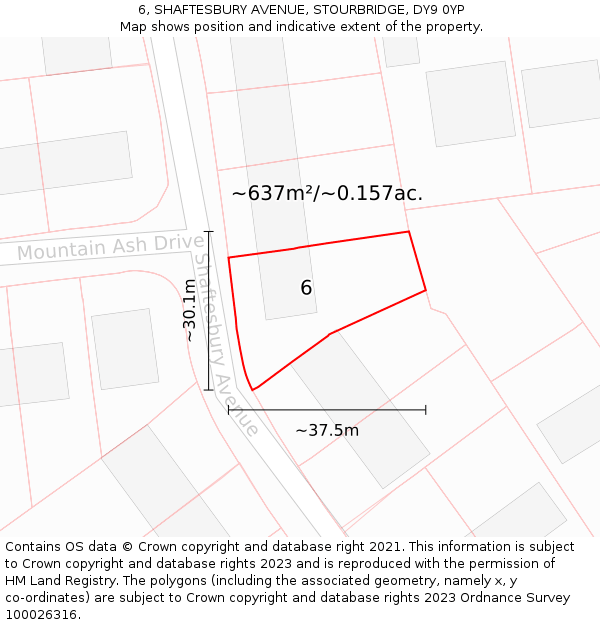 6, SHAFTESBURY AVENUE, STOURBRIDGE, DY9 0YP: Plot and title map
