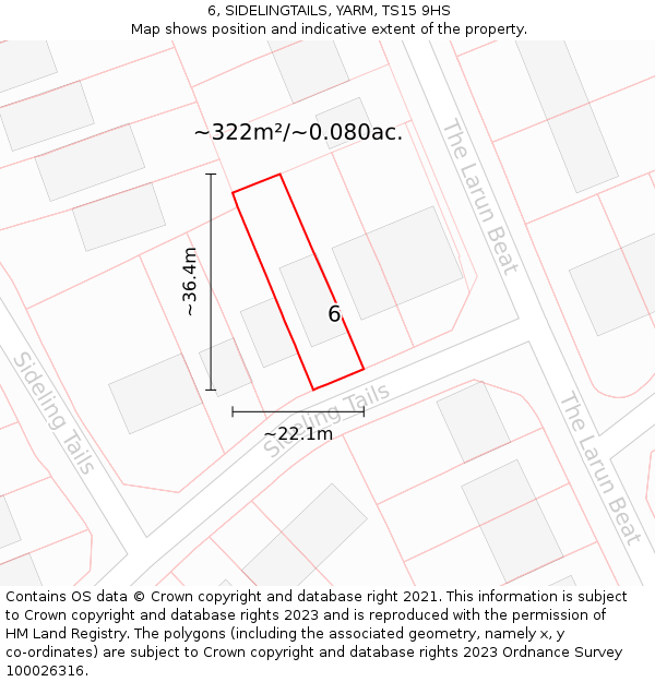 6, SIDELINGTAILS, YARM, TS15 9HS: Plot and title map