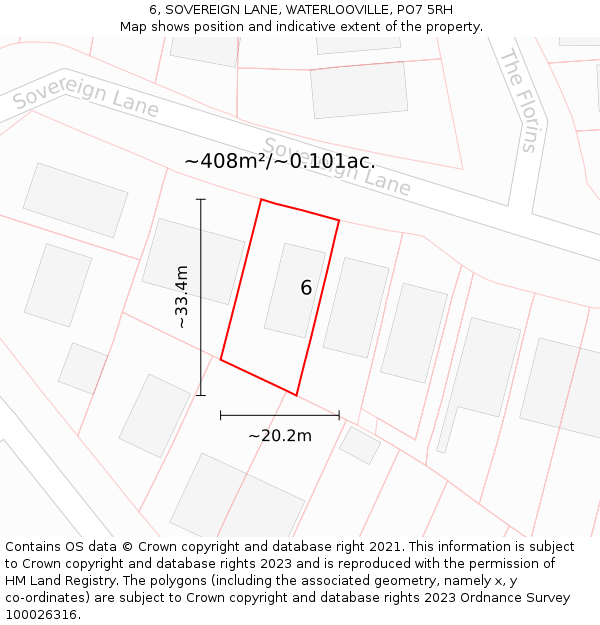 6, SOVEREIGN LANE, WATERLOOVILLE, PO7 5RH: Plot and title map