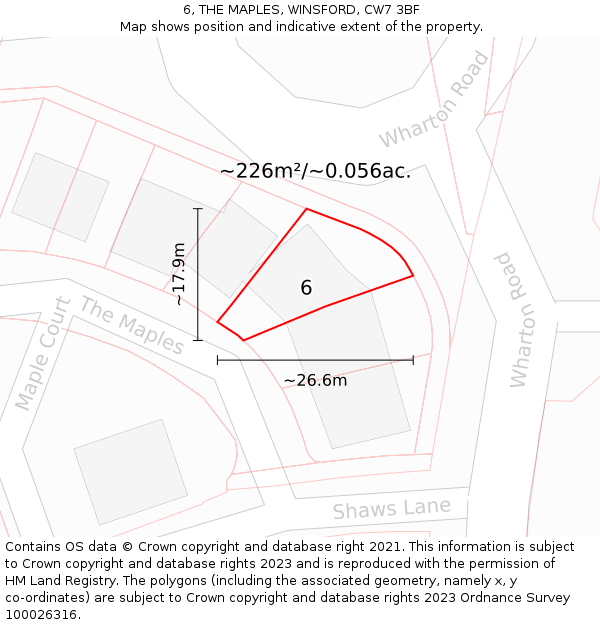 6, THE MAPLES, WINSFORD, CW7 3BF: Plot and title map