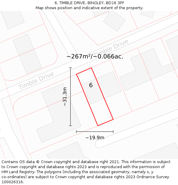 6, TIMBLE DRIVE, BINGLEY, BD16 3PF: Plot and title map