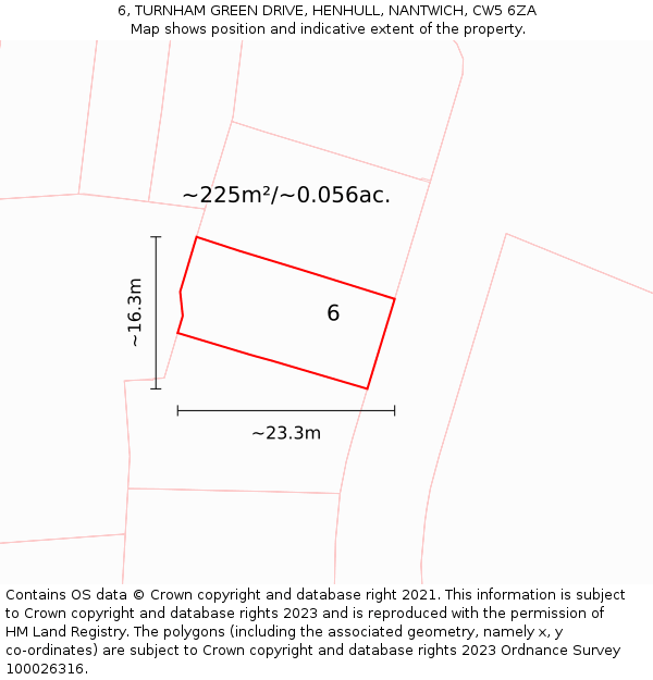 6, TURNHAM GREEN DRIVE, HENHULL, NANTWICH, CW5 6ZA: Plot and title map