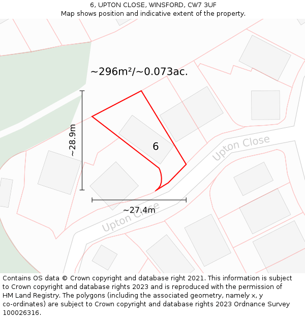 6, UPTON CLOSE, WINSFORD, CW7 3UF: Plot and title map