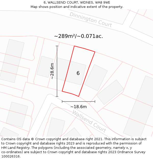 6, WALLSEND COURT, WIDNES, WA8 9WE: Plot and title map