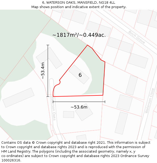 6, WATERSON OAKS, MANSFIELD, NG18 4LL: Plot and title map