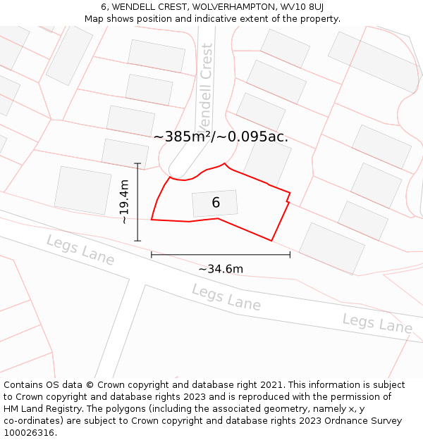 6, WENDELL CREST, WOLVERHAMPTON, WV10 8UJ: Plot and title map