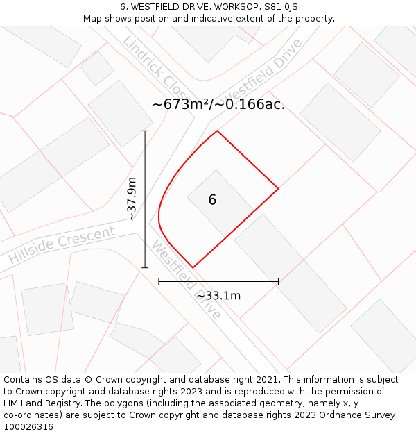 6, WESTFIELD DRIVE, WORKSOP, S81 0JS: Plot and title map