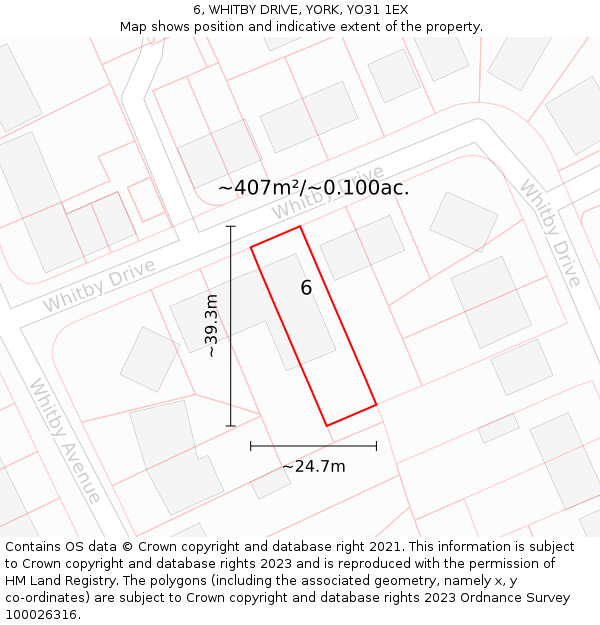 6, WHITBY DRIVE, YORK, YO31 1EX: Plot and title map